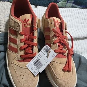 Adidas Tan and Red Sneakers